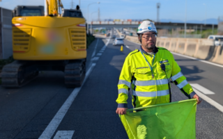 営業所パトロール 東名阪自動車道下り線走行車線規制（名古屋東営業所）