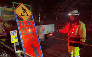 設置パトロール 国道19号上り線片側交互通行規制（多治見営業所）