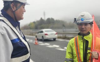 所長パトロール 阪神高速道路上り線走行車線規制（神戸西営業所）