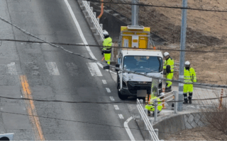 所長パトロール 国道20号上下線片側交互通行規制（大月営業所）