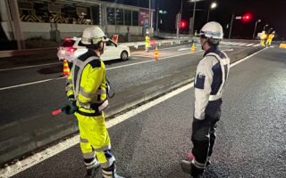 インターンパトロール 首都圏中央連絡自動車道　八王子西ICランプ規制（八王子維持営業所）