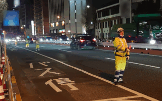 所長パトロール 国道15号線下り線左2車線規制（吉祥寺営業所）