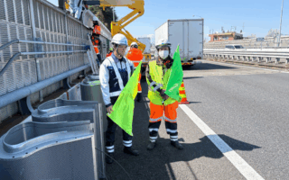 営業所パトロール 中央自動車道下り線路肩規制（八王子維持営業所）