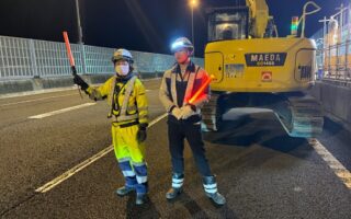 所長パトロール 中央道下り線追越車線規制（八王子多摩営業所）