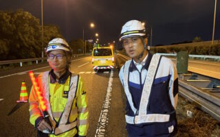 役員パトロール 中央道下り線追越車線規制（八王子多摩営業所）