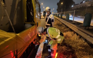 役員パトロール 中央道上り線追越車線規制（八王子多摩営業所）