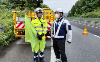 所長パトロール 中央自動車道　富士吉田線上り線走行車線規制（大月営業所）