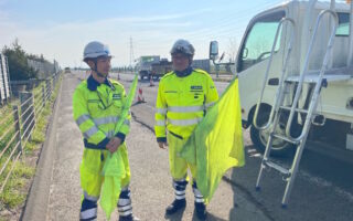 営業所パトロール 道央自動車道上下線対面通行規制（江別営業所）