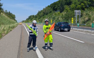 支社長パトロール 道央自動車道上下線対面通行規制（札幌営業所）