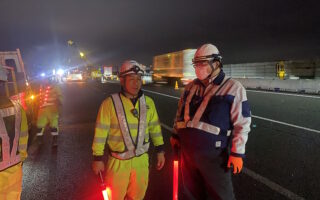 【全国安全週間】役員パトロール 名神高速道路上り線走行車線規制（名古屋西営業所）