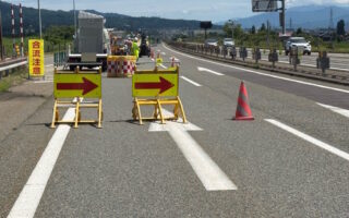 【全国安全週間】営業所パトロール 関越道下り線追越車線規制（高崎営業所）