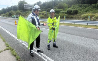 支社長パトロール 中央自動車道上り線車線規制（甲府営業所）